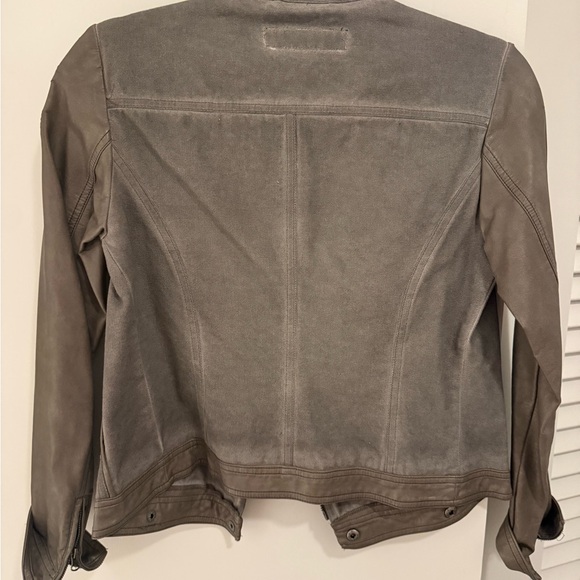 Blanc Noir Women's Taupe Leather Jacket - Picture 3 of 5
